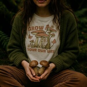 Mushroom Graphic L/S Tee (14/16) XS Grow Your Own Way Goblincore Gremlincore